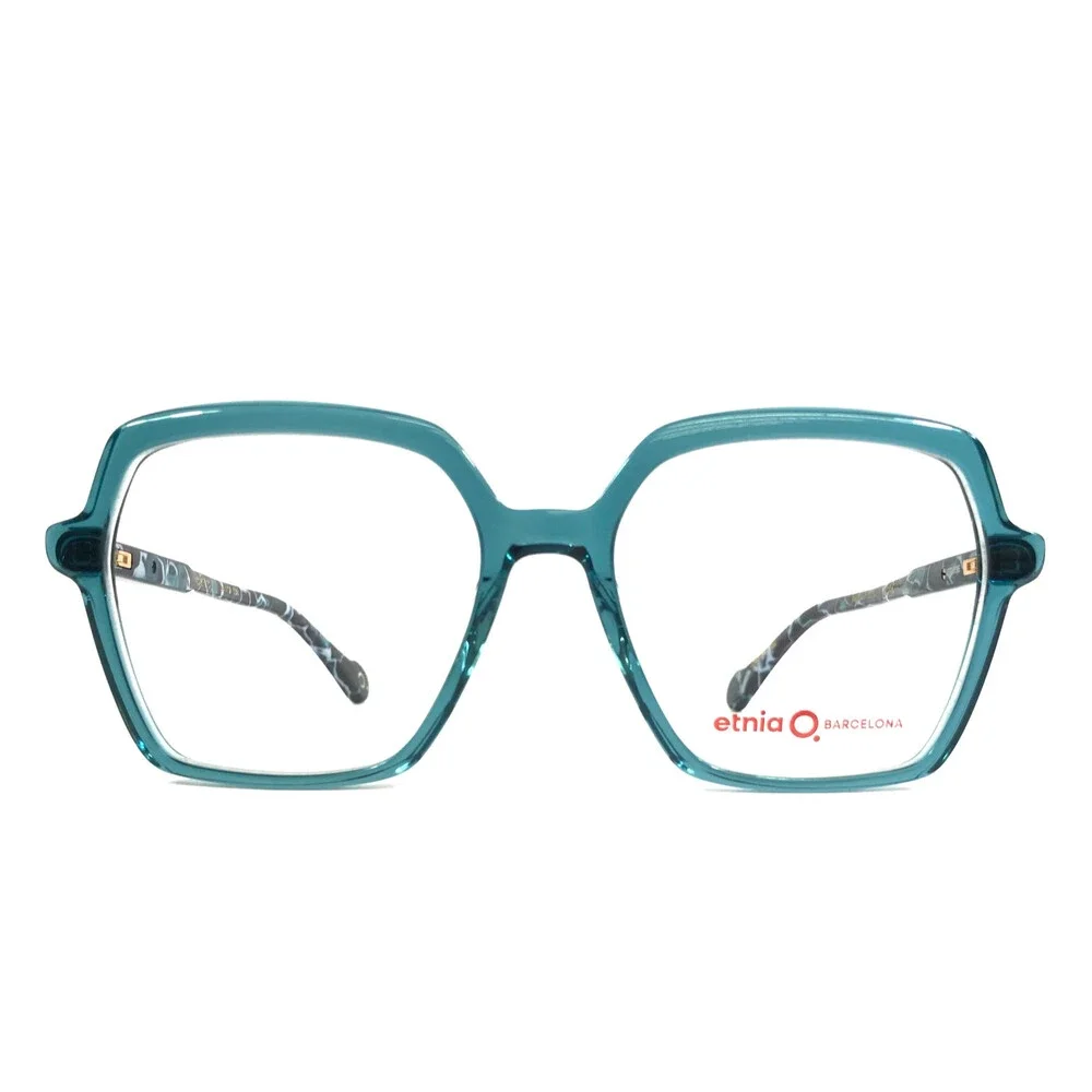 Etnia Barcelona Eyeglasses Frames KORE TQ Turquoise Clear Blue Marble 57-15-138